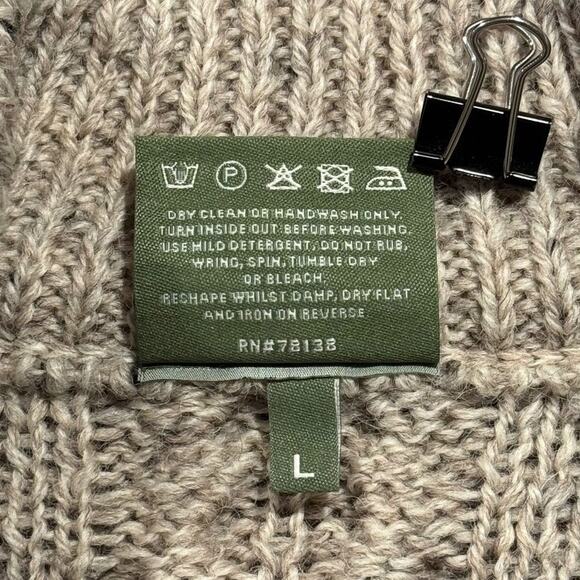 Shannon Woolen Mills Sweater Wool Cable Knit Cottage Grandpa Academia Zip Large - Picture 4 of 11